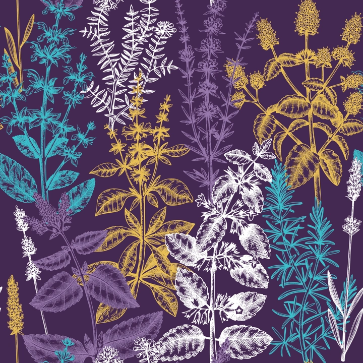 Mints and balms seamless pattern. Hand sketched aromatic and medicinal herbs background. Herbal tea ingredients. Mint plants for cosmetics, perfumery, textile, wrapping, packaging, fabric.